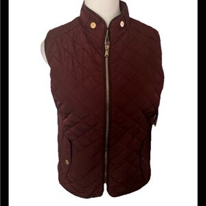NWT Catalina Original Burgundy Quilted Faux Fur Lined Zip Front Vest Pockets PM